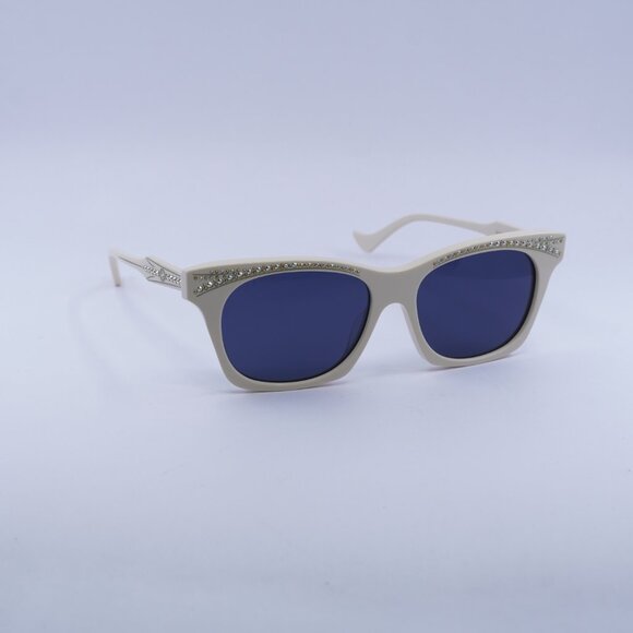 Gucci GG1299S 004 Sunglasses Ivory with Stones Cat Eye Frame, Blue Lenses main image 9